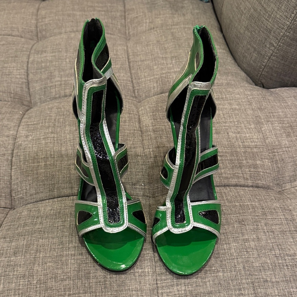 Promise Green and Black Strappy Heels